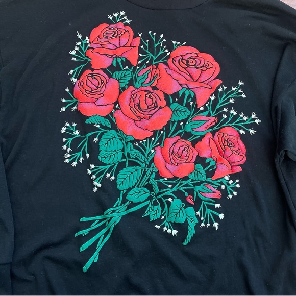 VINTAGE Grandma Floral Roses Graphic Sweatshirt Crewneck Pullover 90s Sz Large - Picture 3 of 7